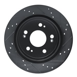 Acura RLX Brake Rotor (1) - Rear Right - R1 Concepts - Drilled & Slotted - Black - `14-`20 Acura RLX Brake Rotor (1) - Rear Right - R1 Concepts - Drilled & Slotted - Black - `14-`20